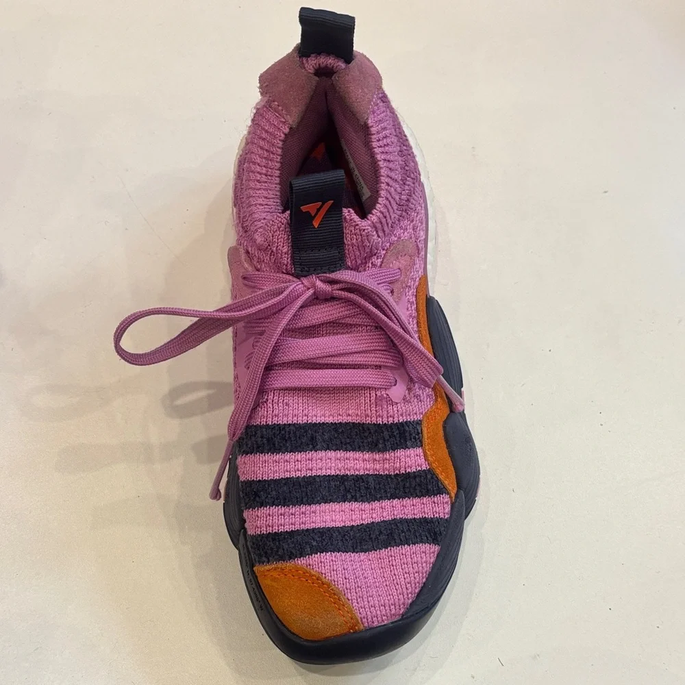 Vibrant Lilac and Black Sneakers with Orange Accents Trae 2 Basketball Sneakers